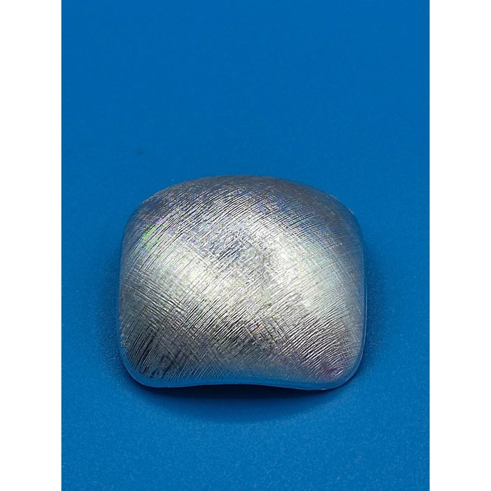 Vintage Western Germany Scarf Clip Silver Tone Brushed Textured Square Domed